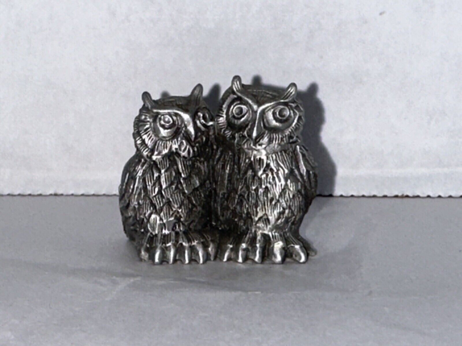 Vintage Hudson Fine Pewter 1982 Pair Of Owls Miniature Figurine RARE #2522 USA