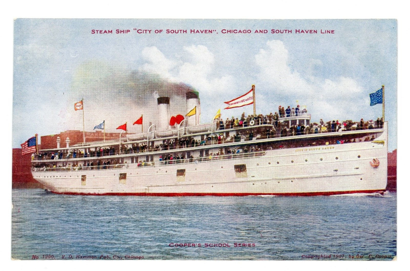 Antique Postcard Steam Ship City of South Haven Chicago and South Haven Line