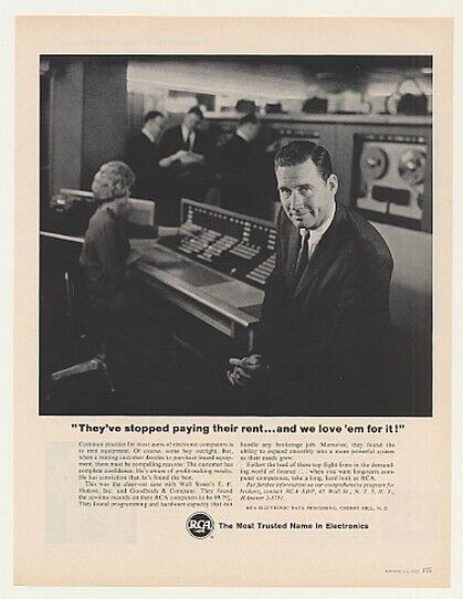 1963 Wall Street E F Hutton RCA Computer Print Ad