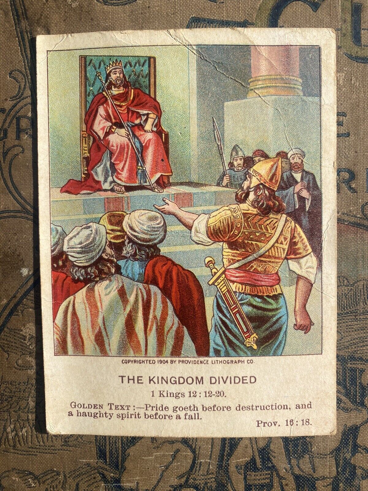 1904 Heidelberg Picture Cards Kingdom Divided Bible Verses  Vtg