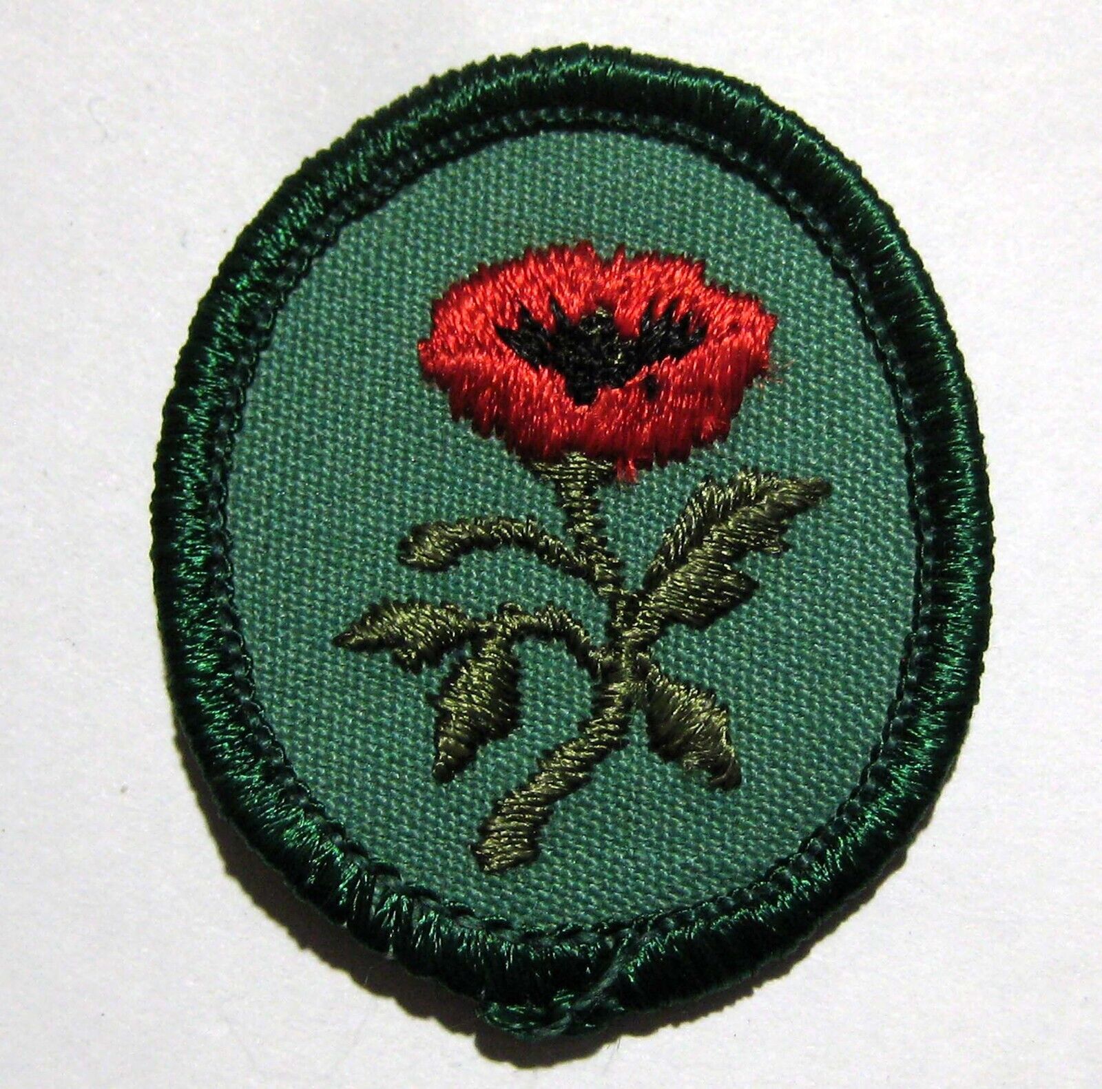 Retired Oval 1978-1989 Girl Scout POPPY TROOP CREST Red Flower Badge Patch ID