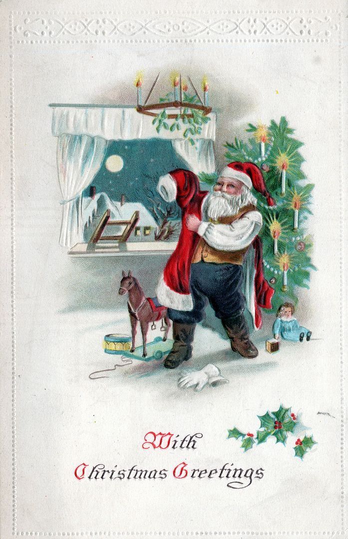 CHRISTMAS - Santa Is Putting On His Red Suit Postcard
