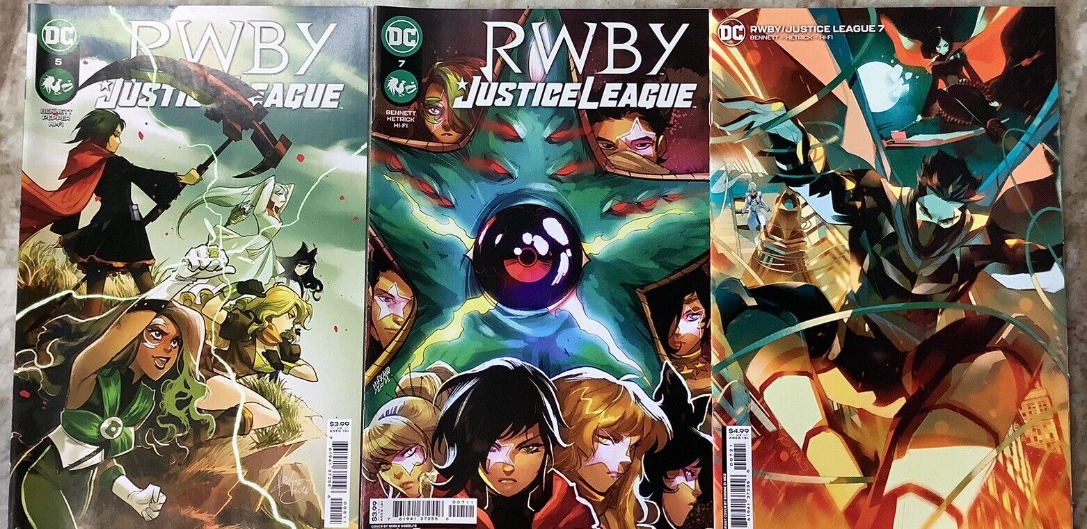 RWBY / Justice League 5, 7A, 7B DC 2021 Comic Books