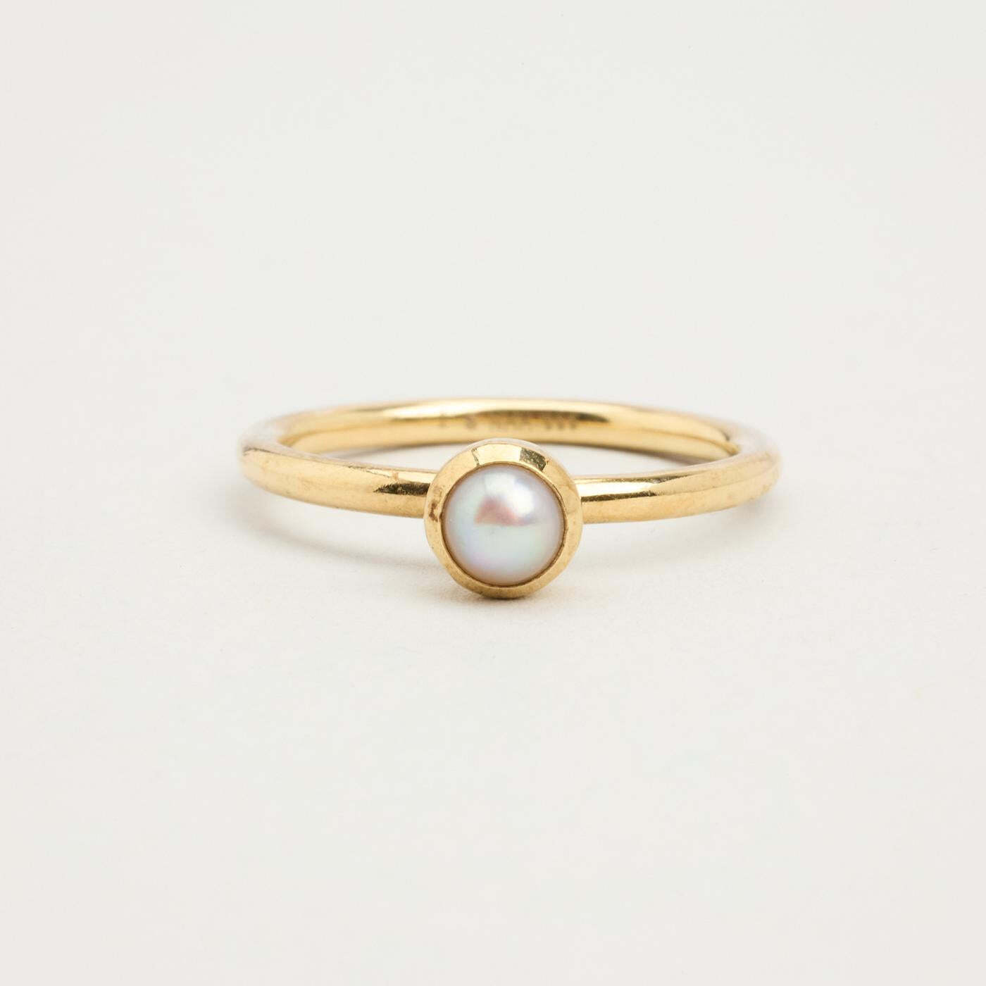 Ring with and pearl in 8K Gold size 6 | Real Genuine Gold | Fine