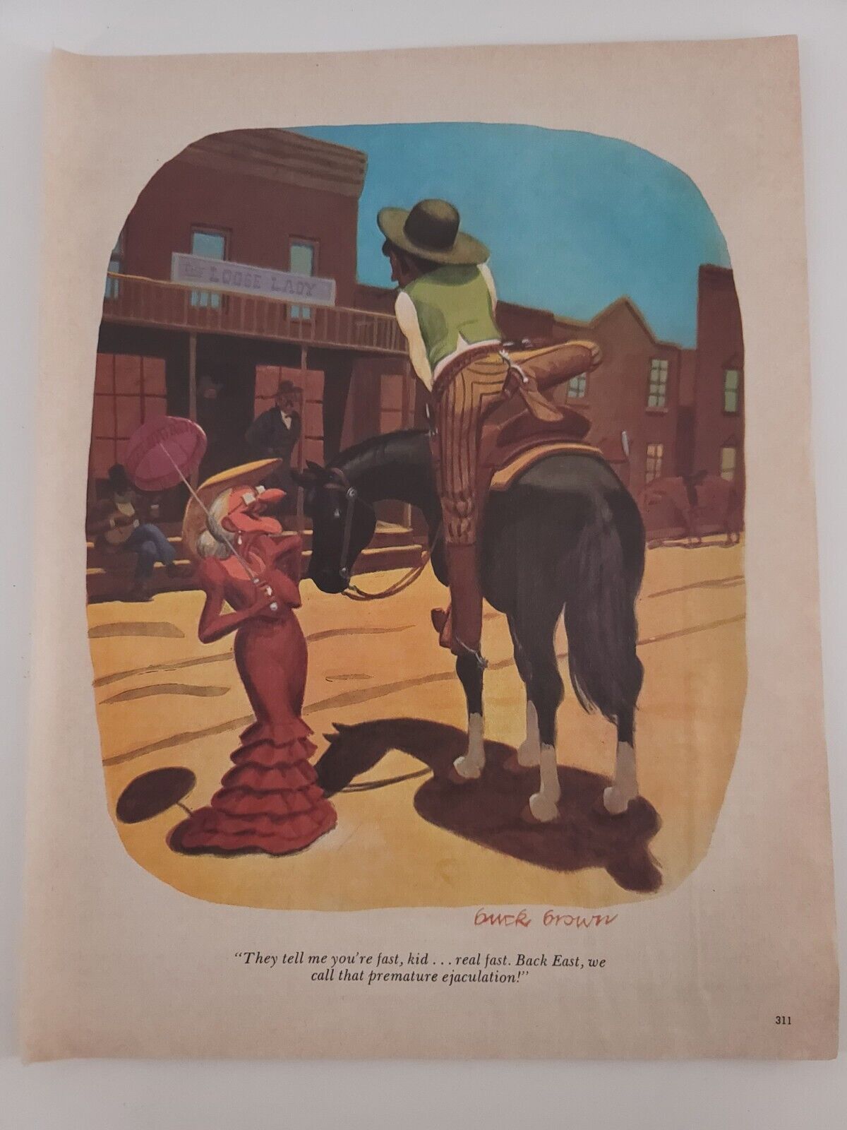 1981 Playboy Cartoon Western Scene Buck Brown - Vintage Adult Magazine Print Ad