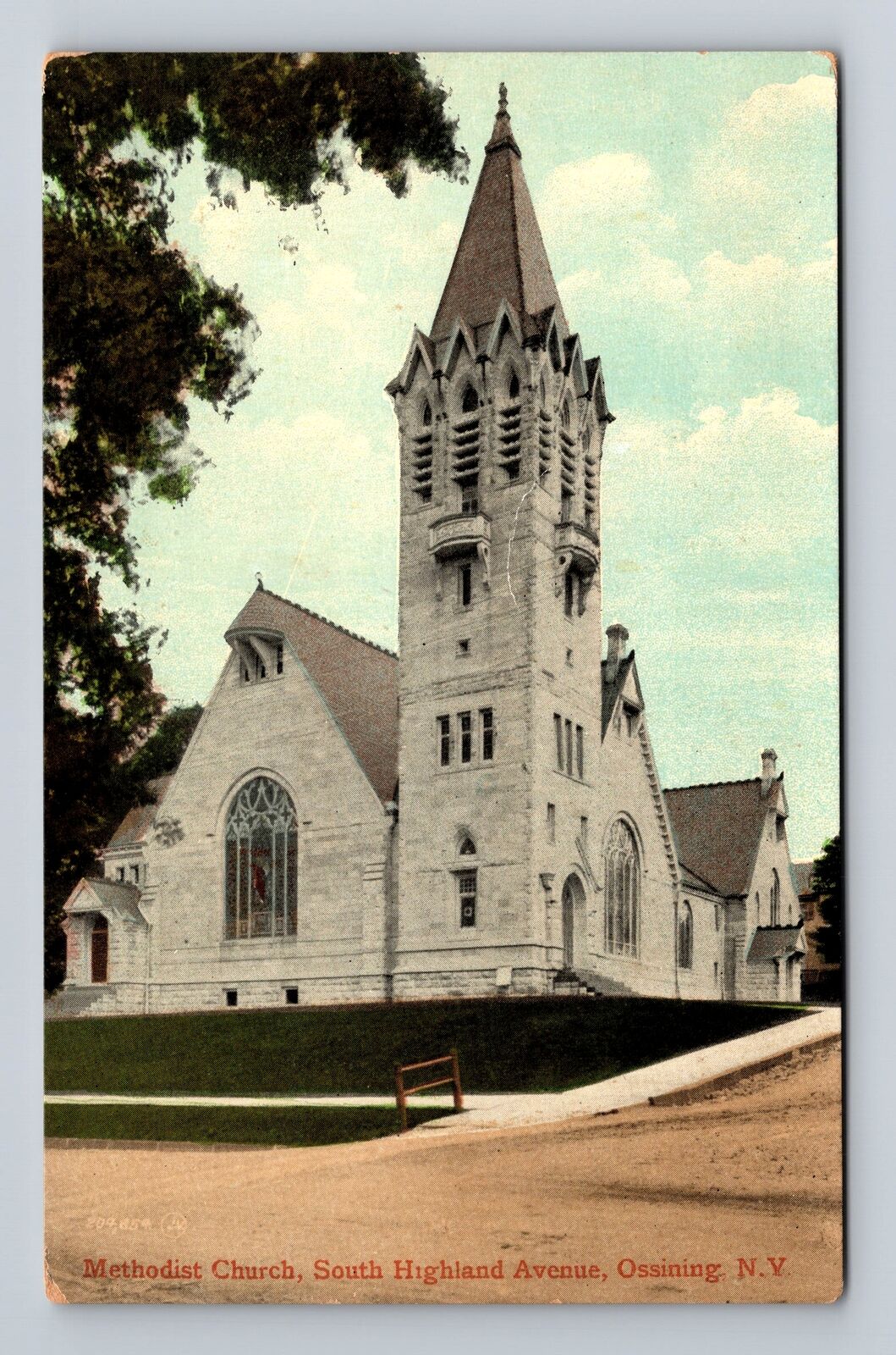 Ossining NY-New York, Methodist Church, South Highland Avenue, Vintage Postcard