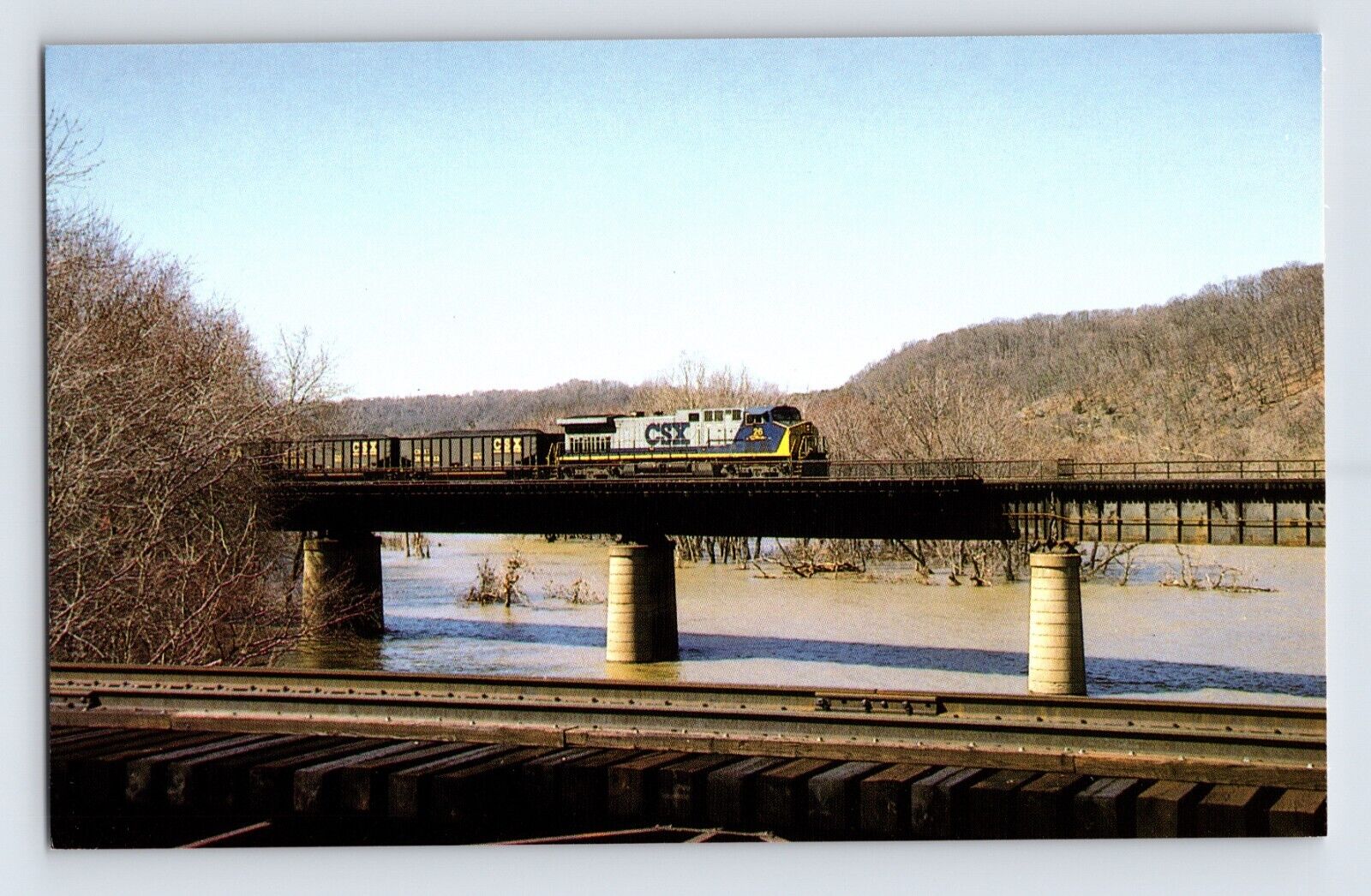 Postcard Railroad Train Coal CSX AC4400-CW Harper\'s Ferry WV 1990s Unposted