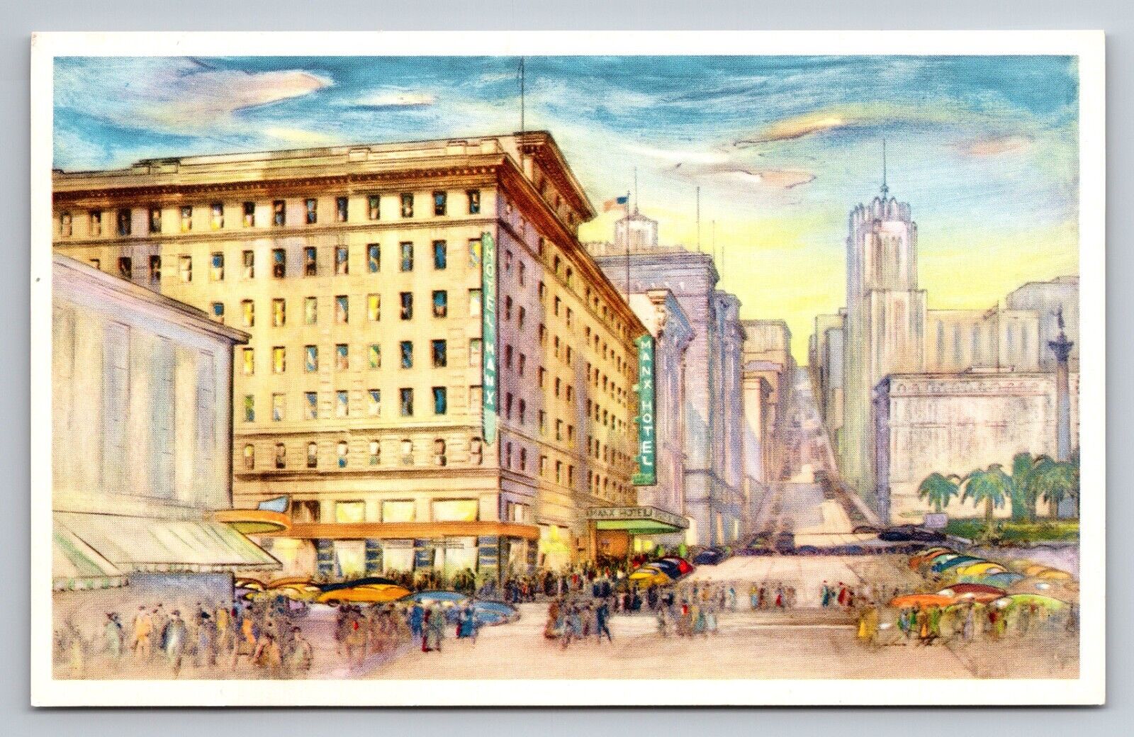 Manx Hotel At Union Square San Francisco California Vintage Unposted Postcard