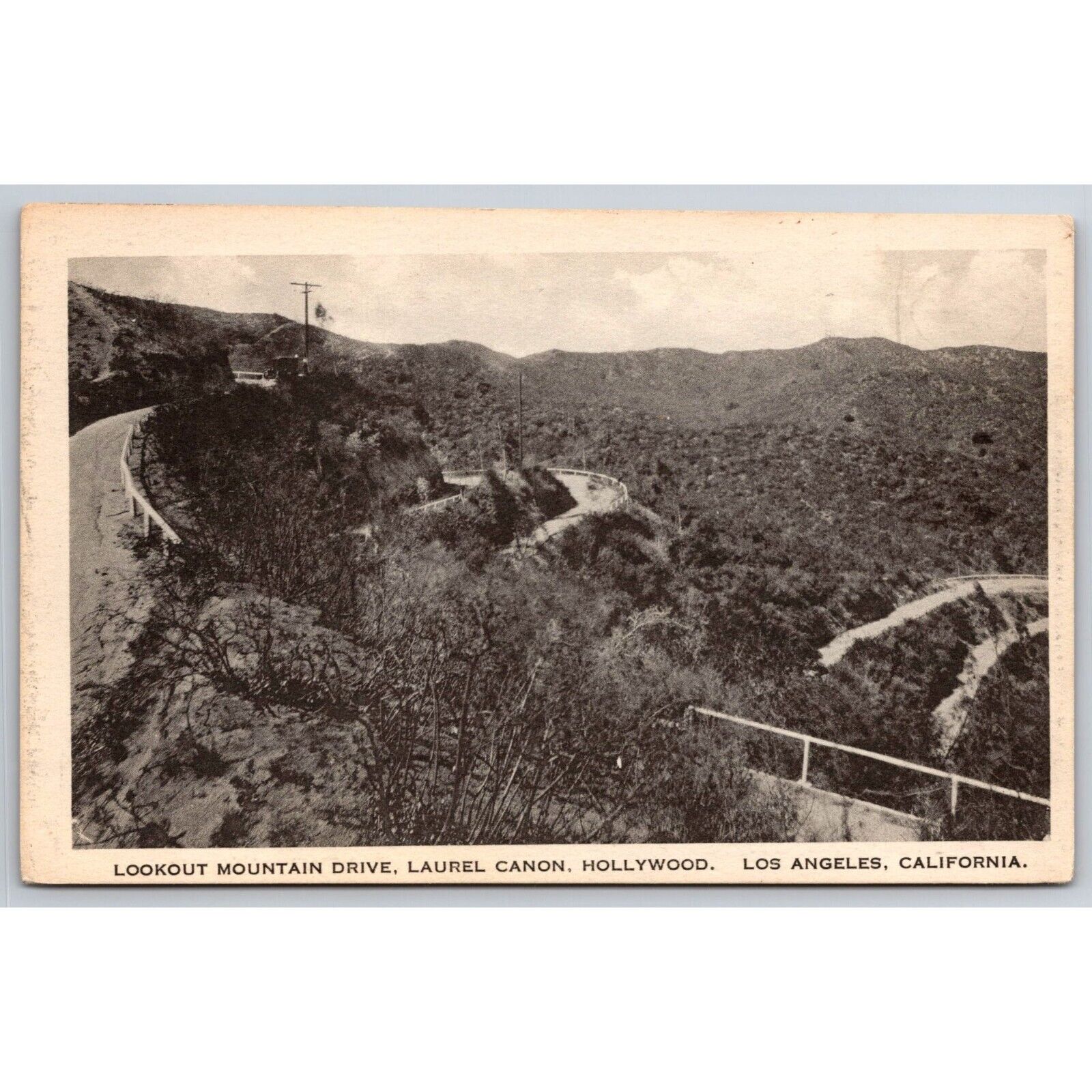 Postcard Lookout Mountain Drive Laurel Canon Hollywood Los Angeles CA 0683
