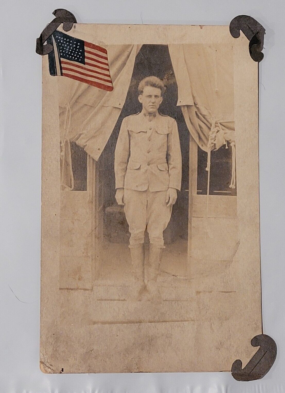 RPPC Real Photo Postcard WW1 World War 1 Era U.S. Army Soldier c1917 Antique