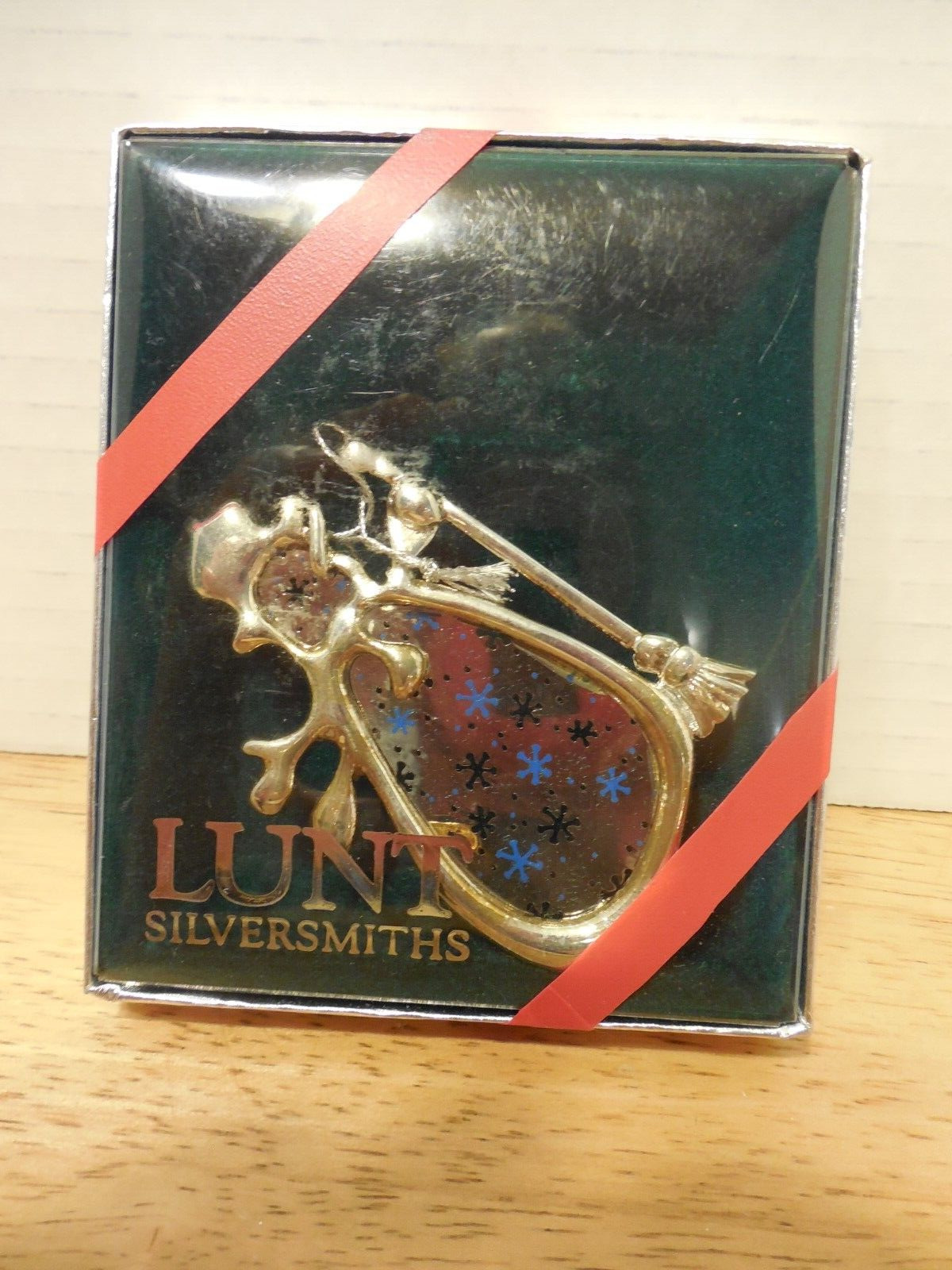 Vintage  Lunt Silversmiths Silver Tone Metal Snowman Christmas Ornament