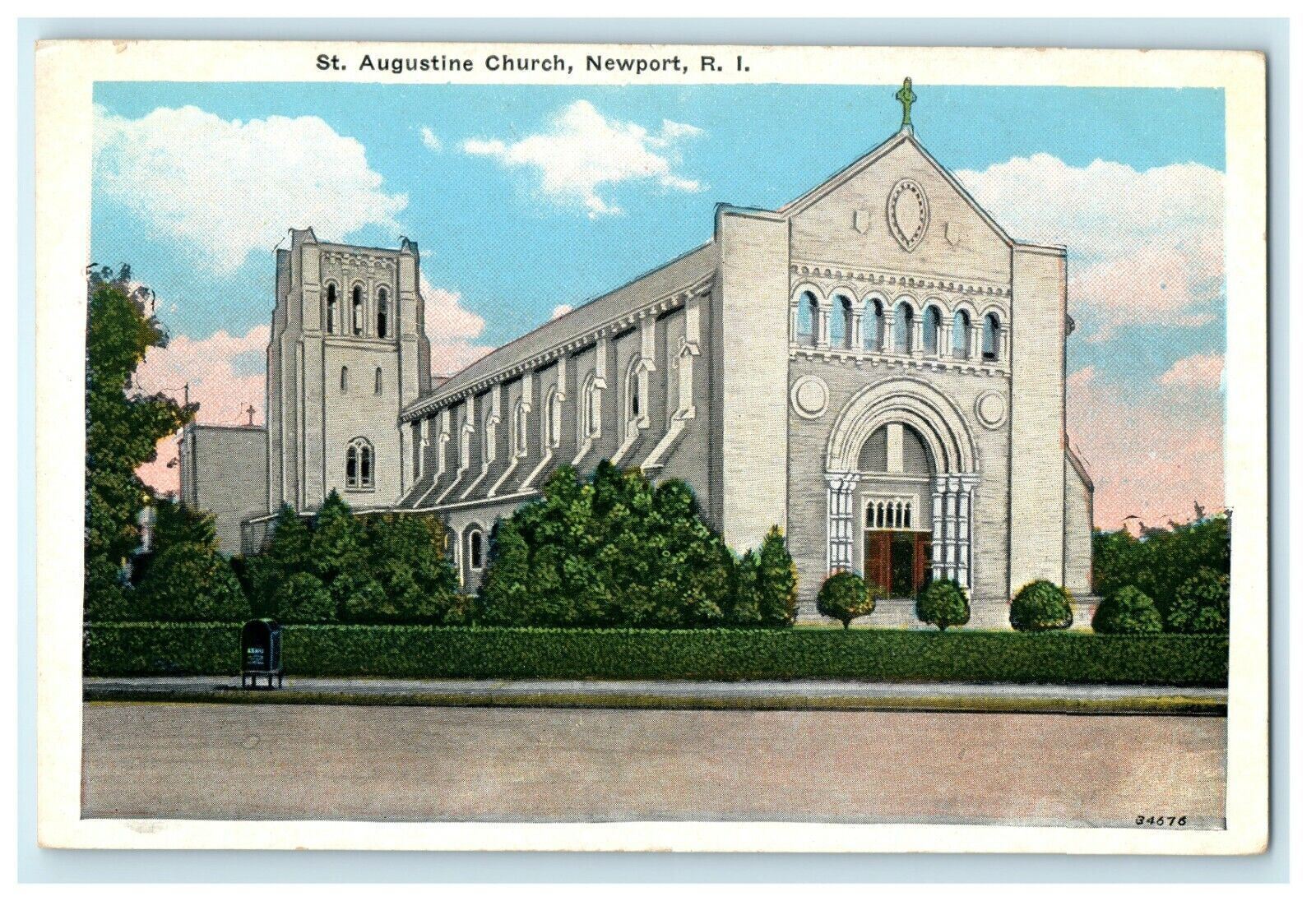 1913 St Augustine Church, Newport Rhode Island RI Antique Postcard