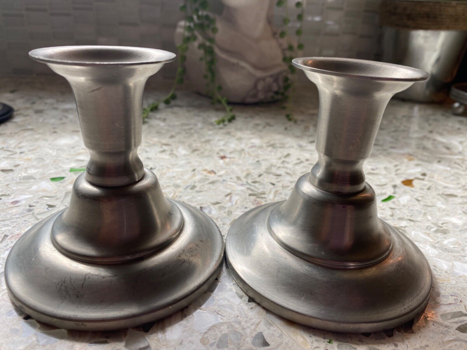 International Silver Company Pewter Candlestick Holders a Pair