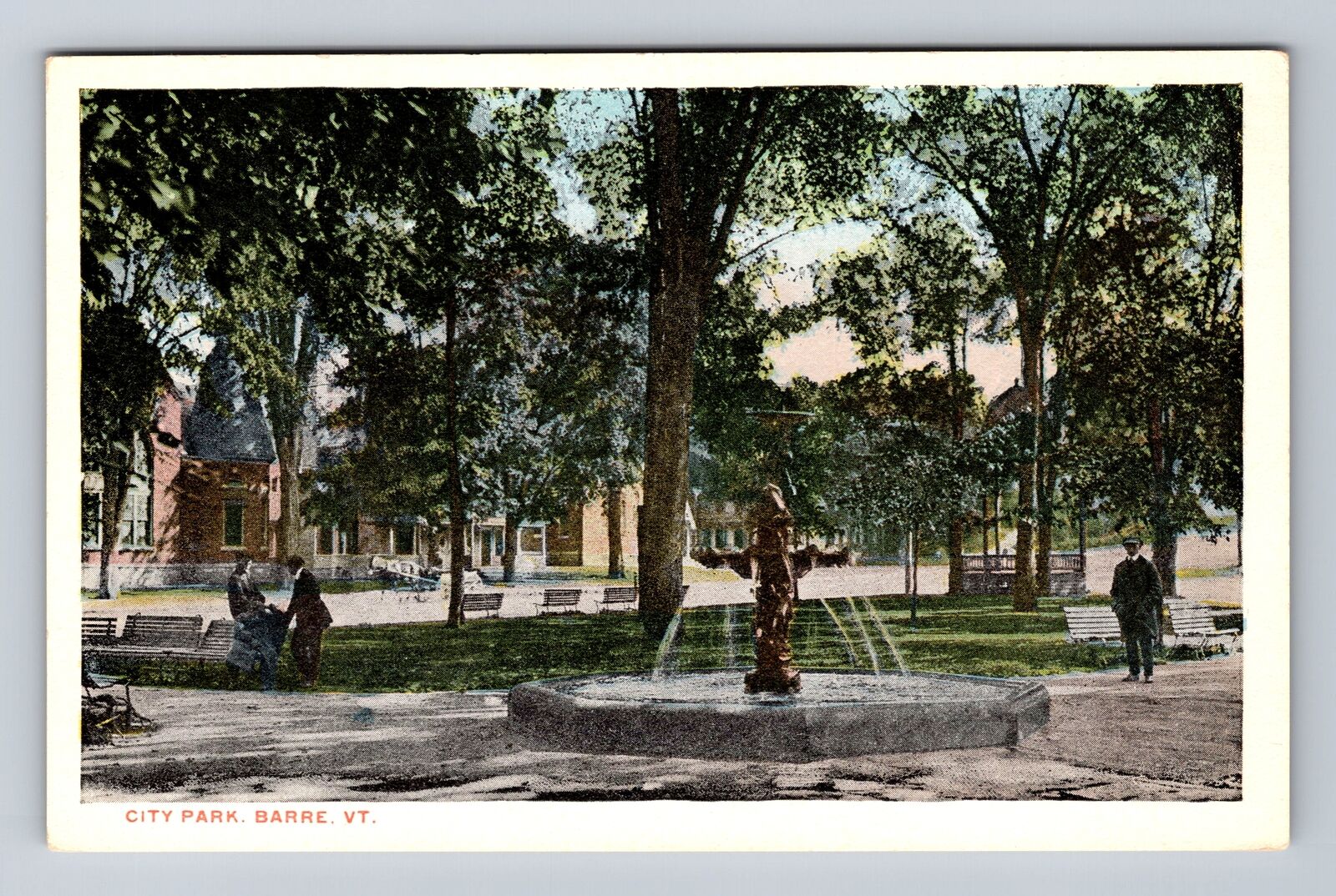 Barre VT-Vermont, Scenic Panoramic View City Park, Antique Vintage Postcard