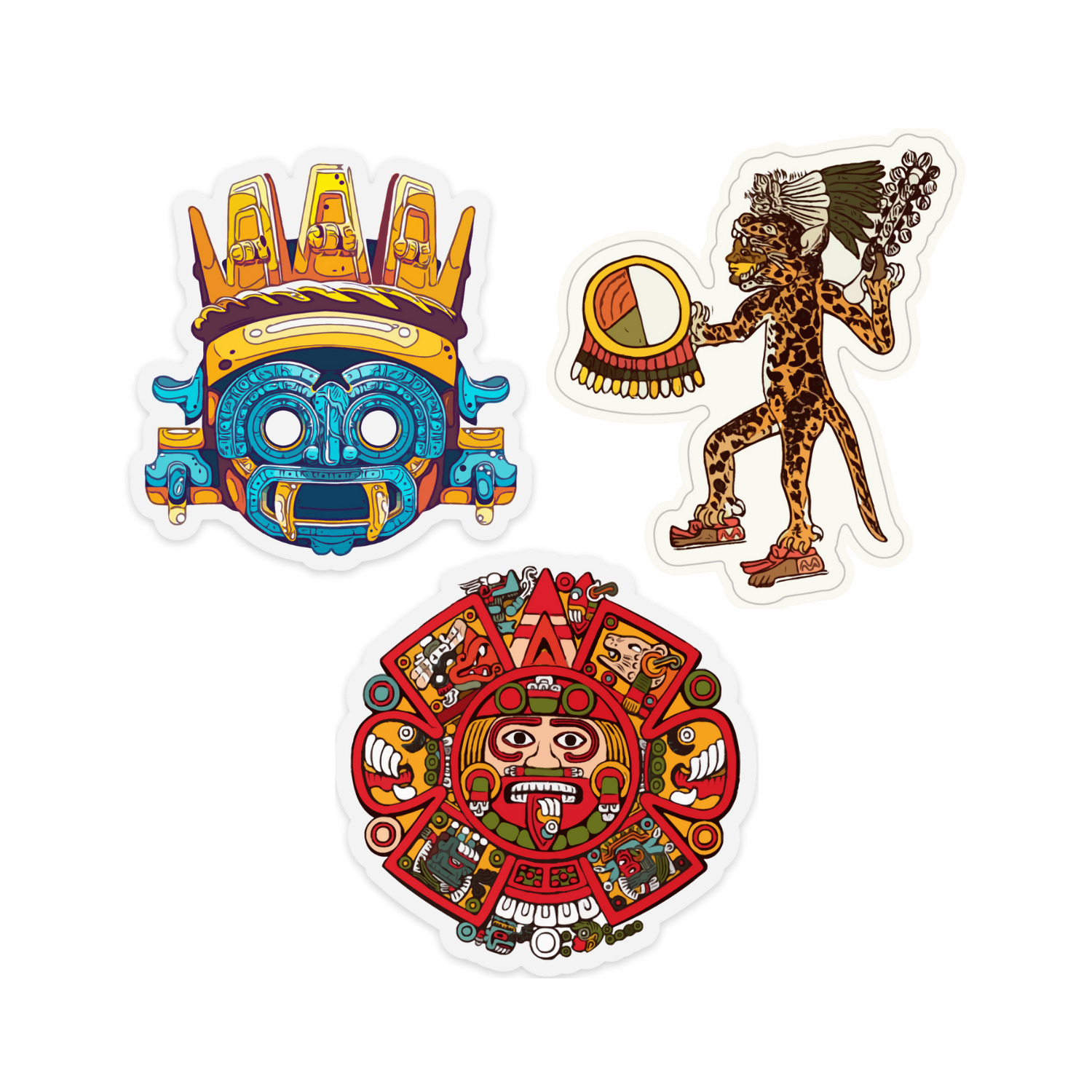 RECONQUEST Aztec Stickers Cool Jaguar Warrior Tlaloc Decal Aztec Calendar Vinyl 