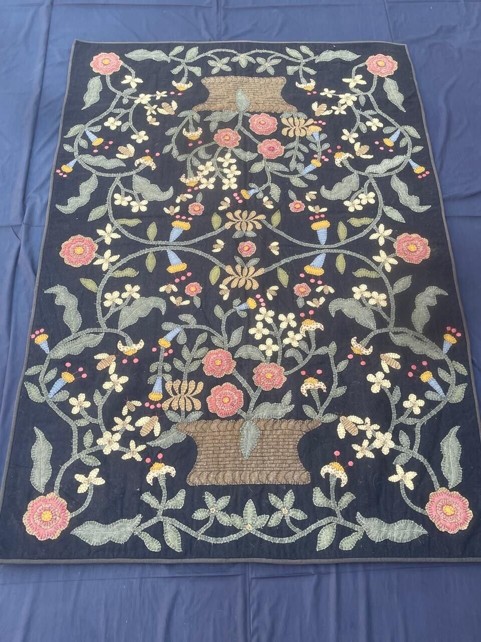 Antique hand woven patchwork crazy Quilt oval shape item172
