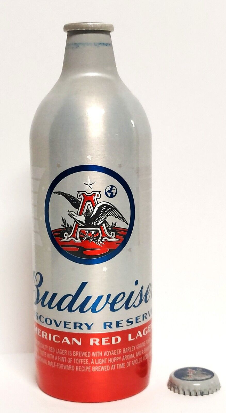 Budweiser Red Lager - Aluminum Beer Bottle - Celebrating the Moon Landing 50th