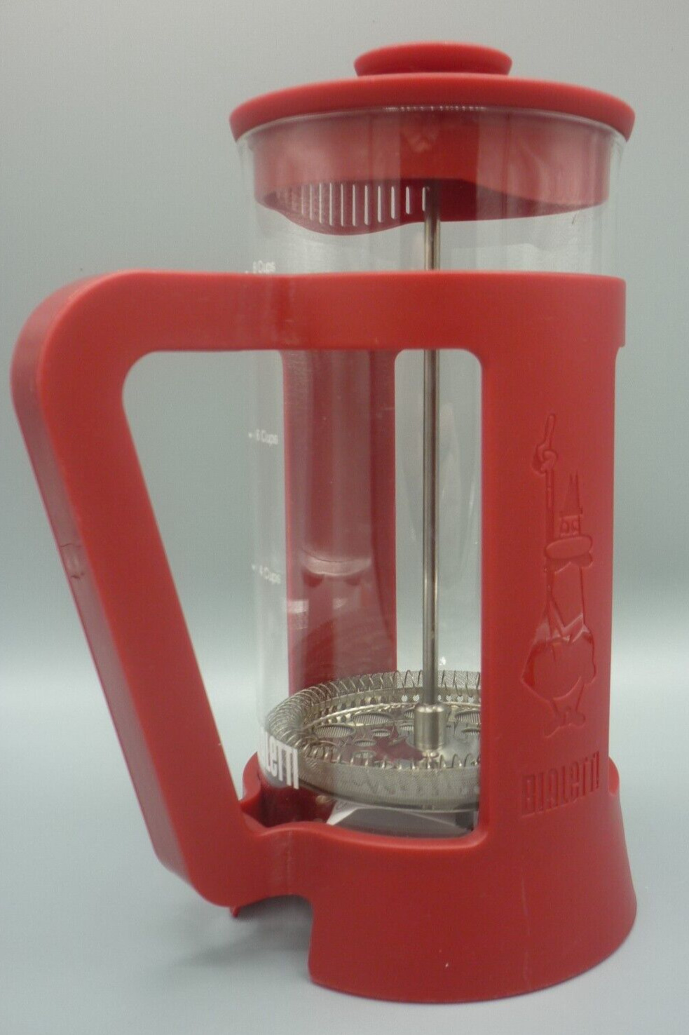 Bialetti FRENCH PRESS 8 Cups / 1L - RED Removable Glass Jar NEW