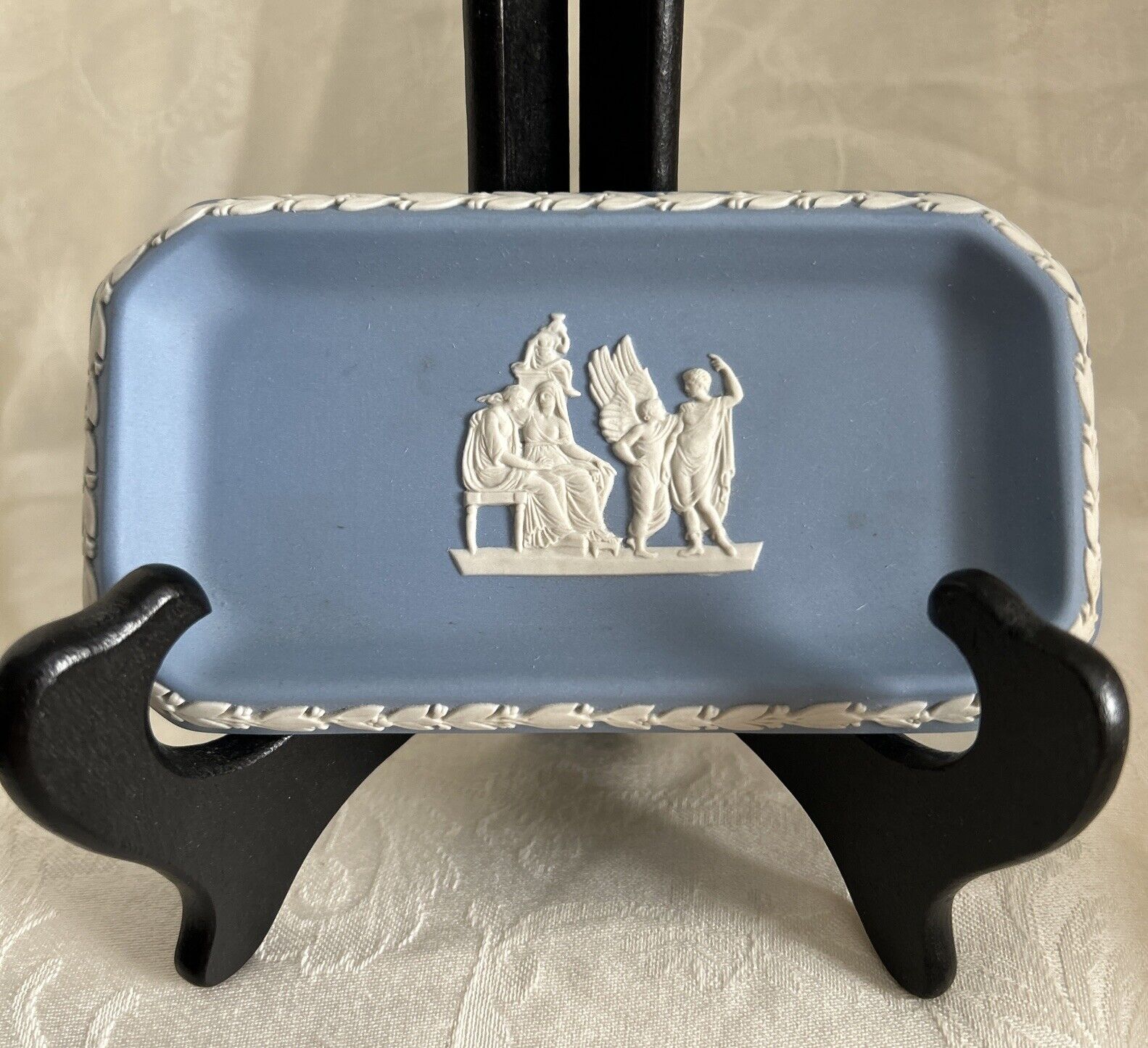 WEDGWOOD Jasperware Blue Neo-classical Soap Dish Or Trinket Tray