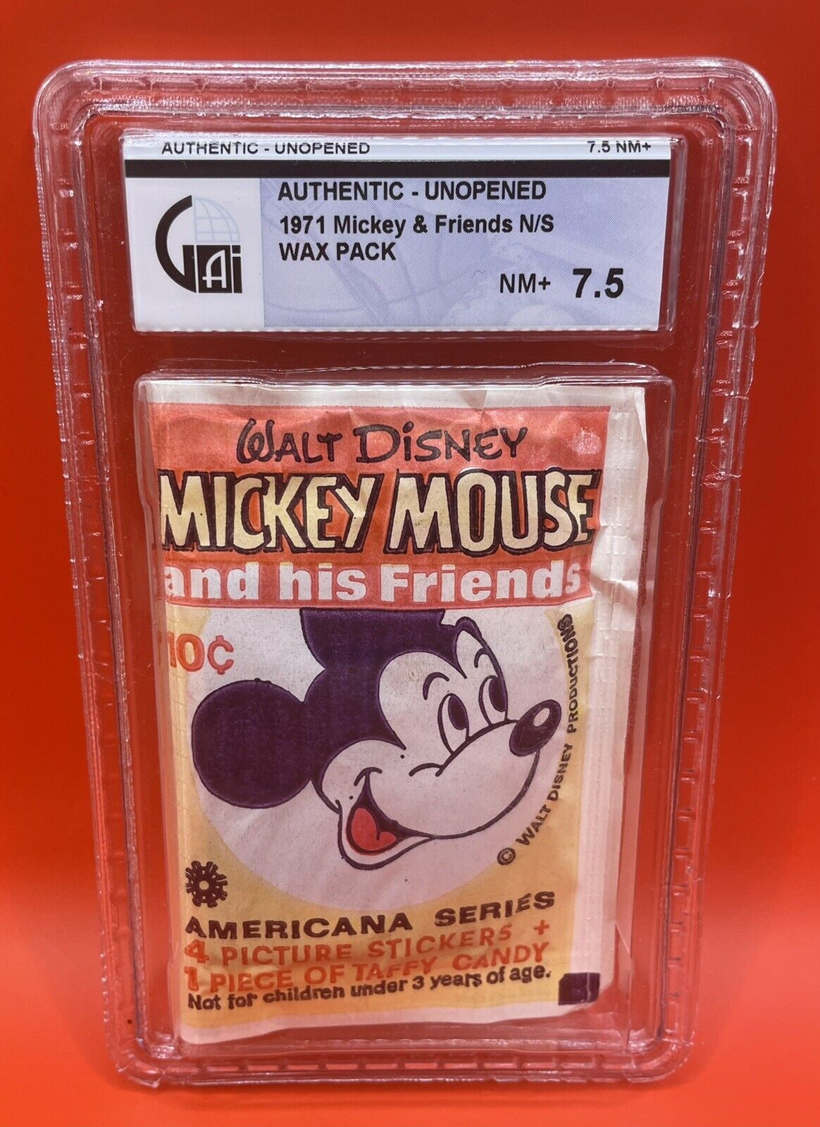 Walt Disney 1971 Mickey Mouse & Friends WAX PACK NM 7.5 Global Authentication 