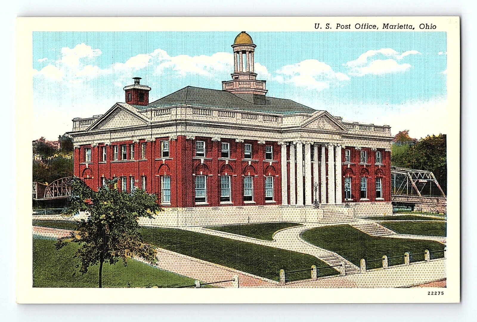 U.S. Post Office Marietta Ohio Vintage Postcard