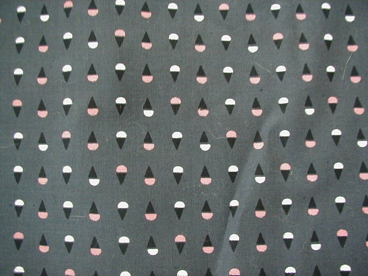 3.5 yards vintage cotton fabric feedsack style grey pink white black quilting