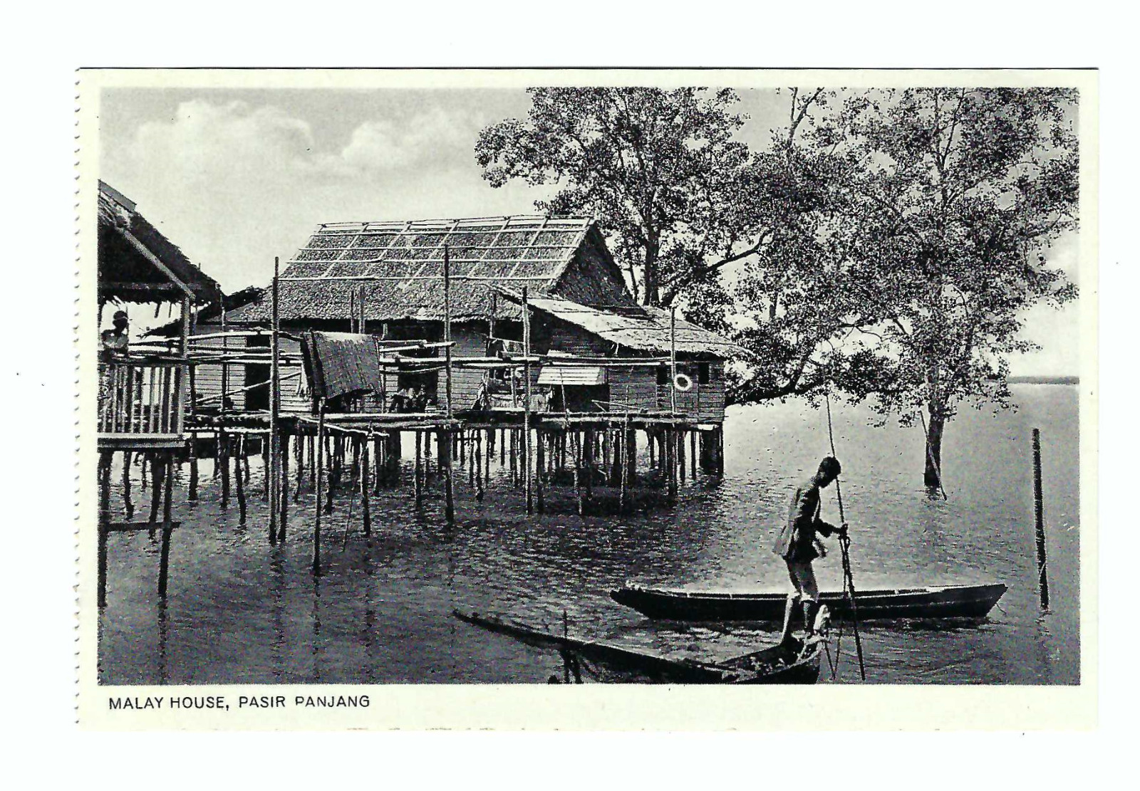 Malaysia Pasir Panang Malay House Old  Vintage Postcard