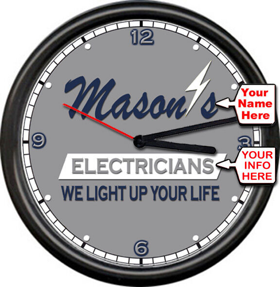 Electrician Electrical Co. Personalized We Light Up Your Life Sign Wall Clock