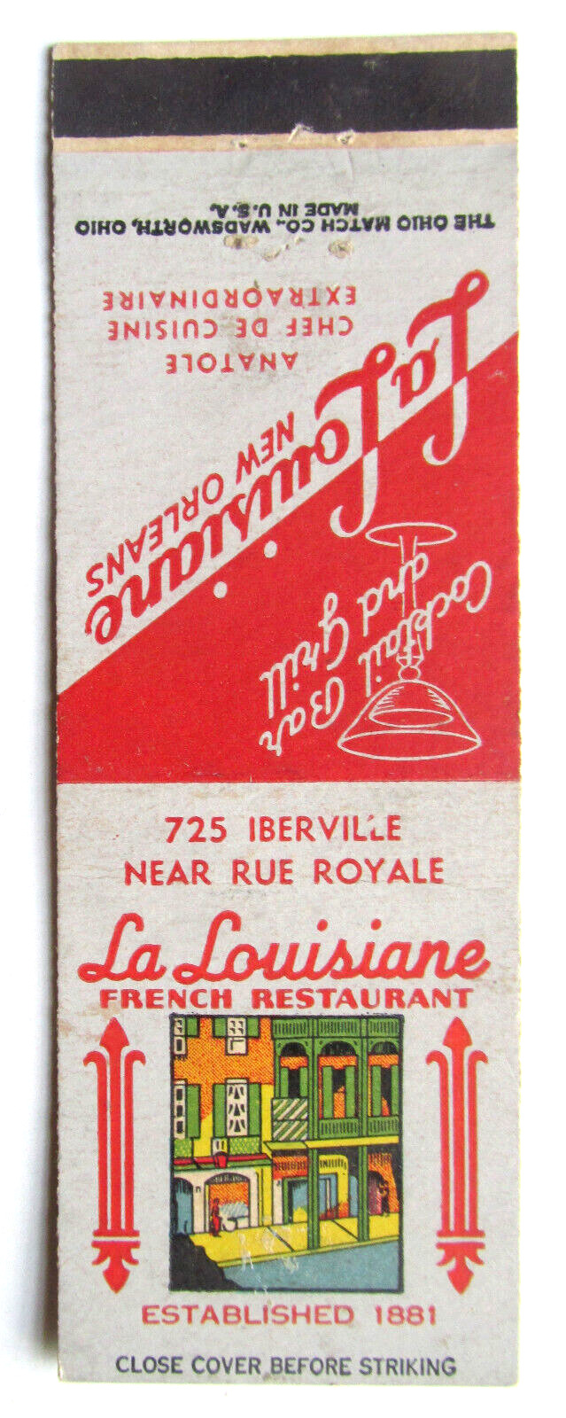 La Louisiane French Restaurant  New Orleans, Louisiana 20 Strike Matchbook Cover