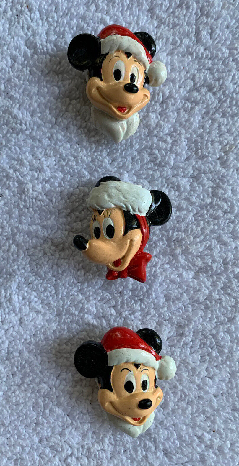Vintage Disney Mickey Mouse Santa Claus Hat Button Covers (3) Metal Back Stamped