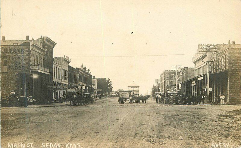 Kansas Sedan Main Street Avery RPPC Photo Postcard 22-4545