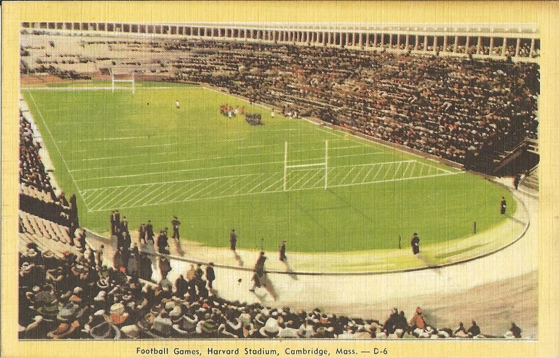c. 1930s Harvard Stadium Football Game Postcard