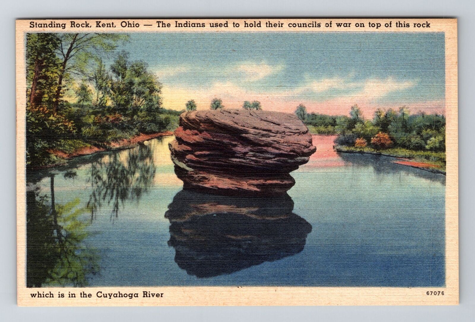 Kent OH-Ohio, Standing Rock, Cuyahoga River, Vintage Postcard