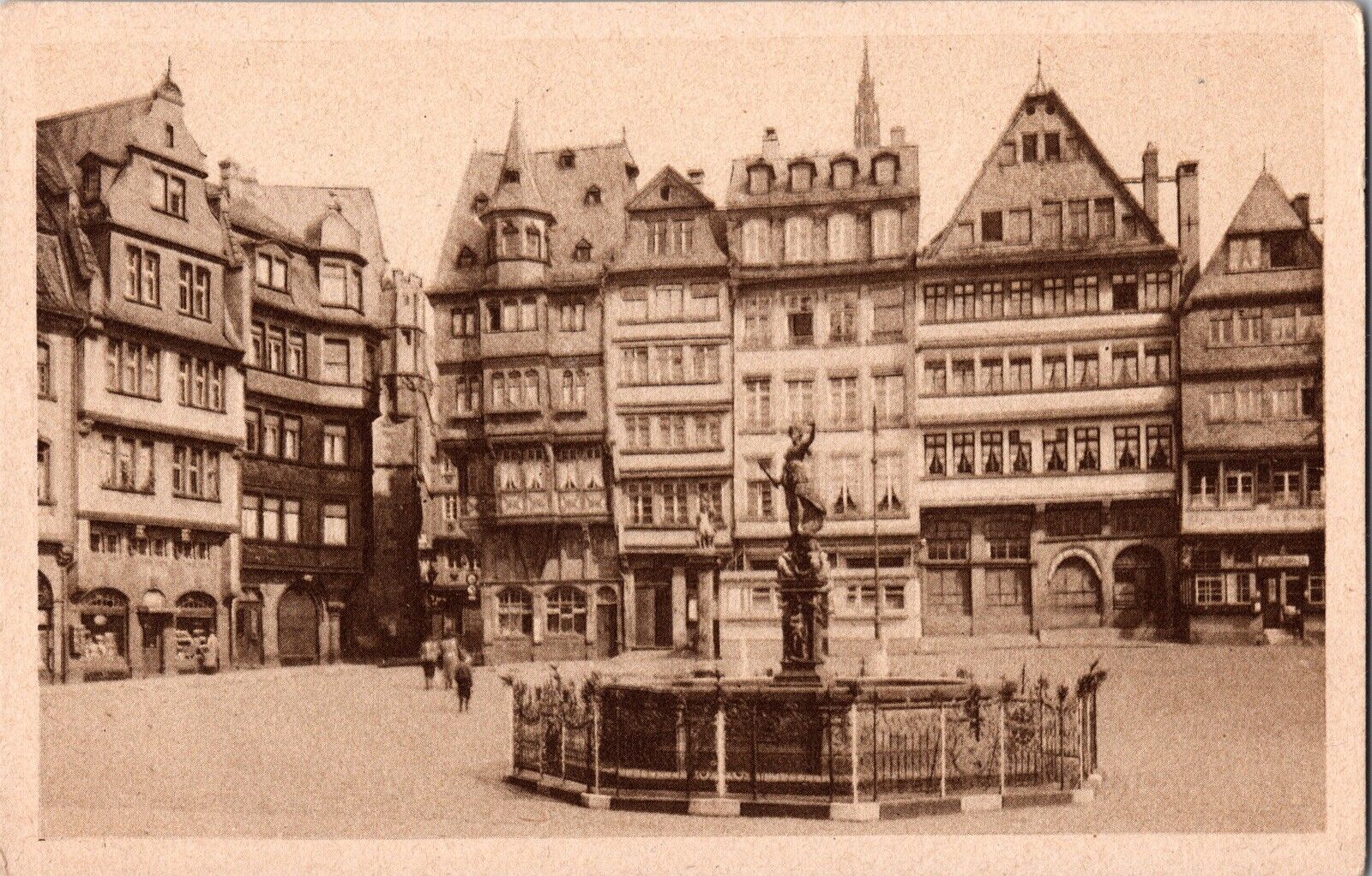 Vtg Frankfurt German Postcard Römberg mit Gerechtigkeitsbrunnen 1930s Unposted