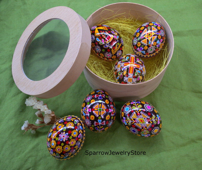 Easter ornaments Ukrainian Easter eggs Pysanky Chicken hand painted easter egg