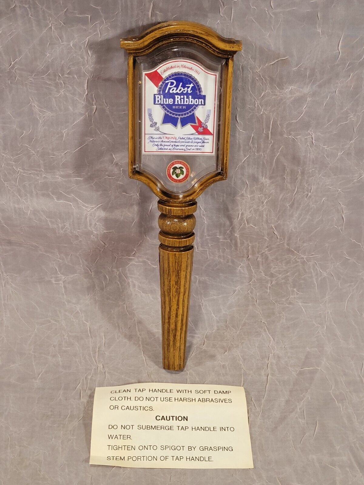 Vintage Pabst Blue Ribbon Beer Tap Handle P-2450 w/ Original Caution Card NEW
