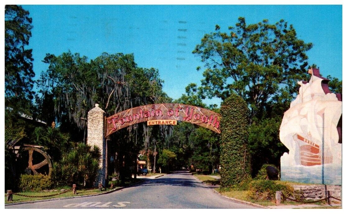 FOUNTAIN OF YOUTH ENTRANCE,ST AUGUSTINE,FL.VTG POSTCARD*A1