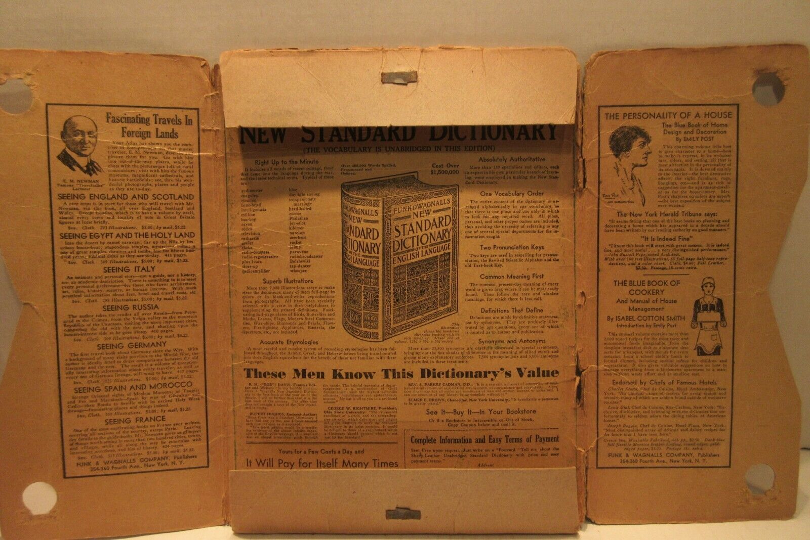 1930 Mailing Envelope Funk & Wagnalls Company Dictionary Photo Inside New York 