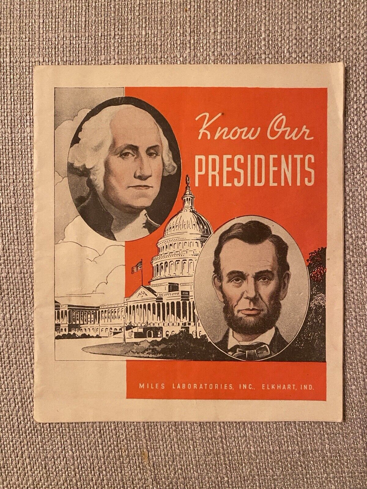 Know Our Presidents Miles Laboratories Elkhart Indiana Booklet Vintage Book 