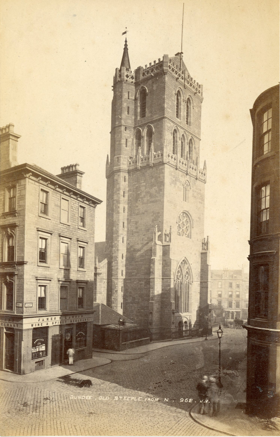 J.V., United Kingdom, Dundee, Old Street from north Vintage albumen print.  T