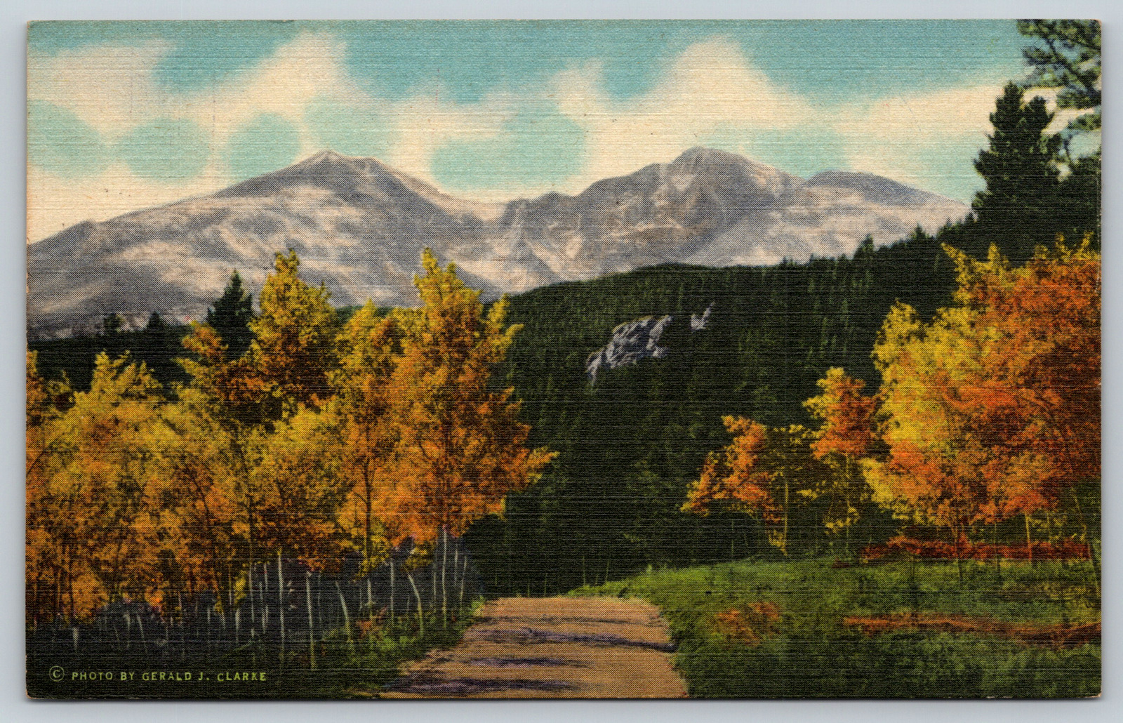 c1940s Linen Long\'s Peak Rocky Mountain National Park Postcard