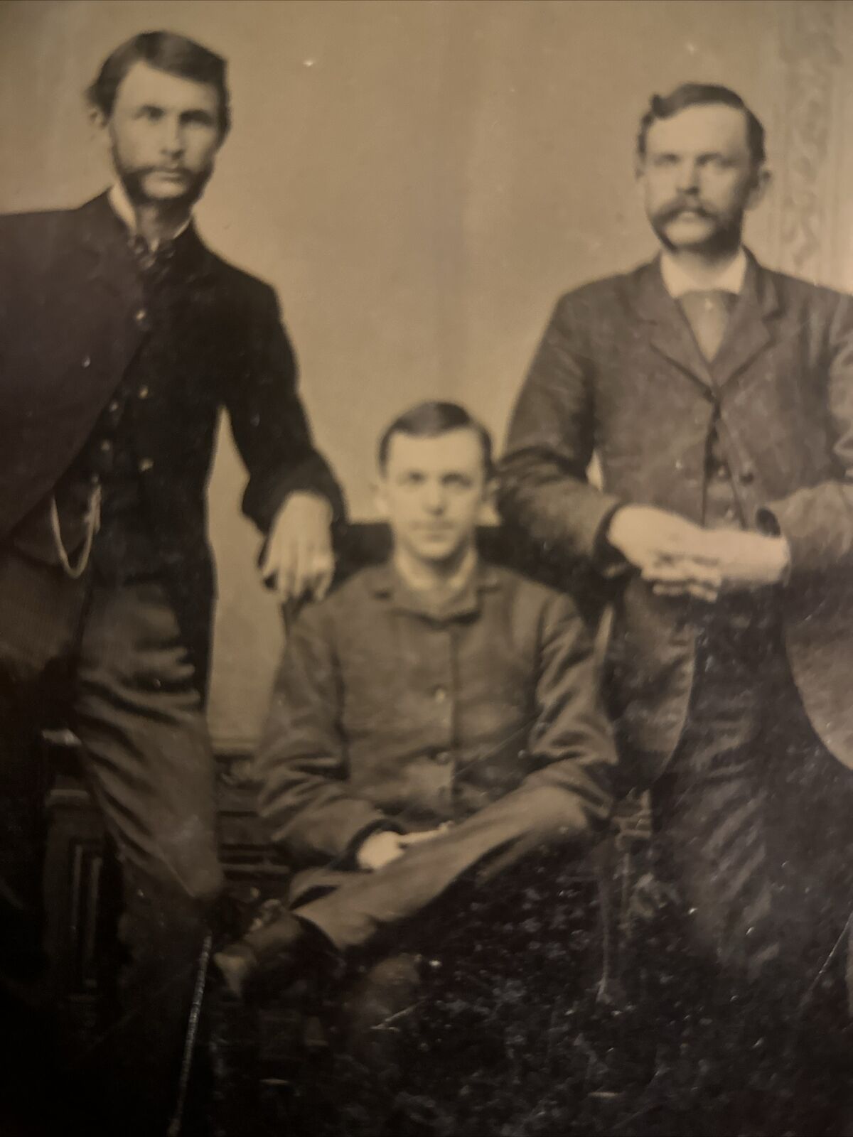 Tintype Photograph Three Handsome Gents Circa 1860's Gay Int