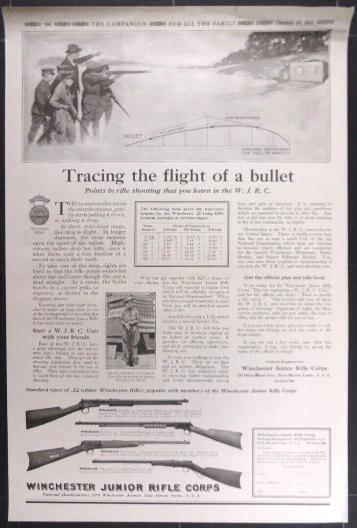 Vintage Magazine Ad 1919 Winchester Junior Rifle Corps .22 Caliber Rifles