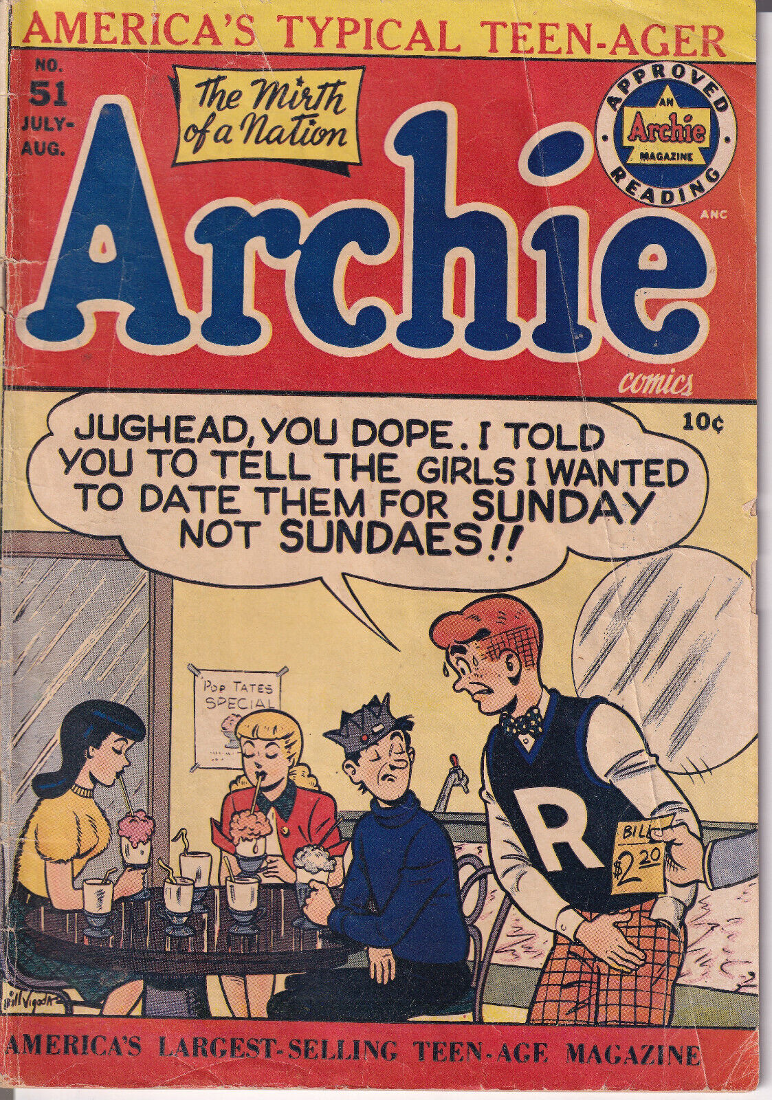Archie #51  July  / Aug  1951  America\'s Typical Teen-Ager