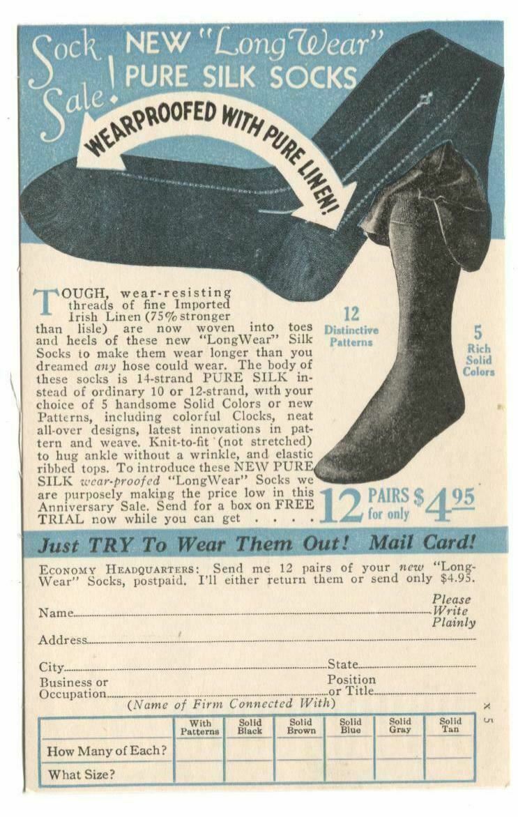 Advertising Postcard New Process Co Warren PA Waterproof Silk Socks  