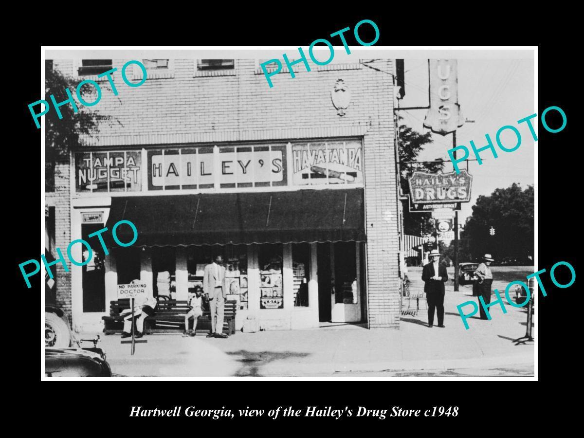 OLD 8x6 HISTORIC PHOTO OF HARTWELL GEORGIA THE HAILEYS DRUG STORE c1948