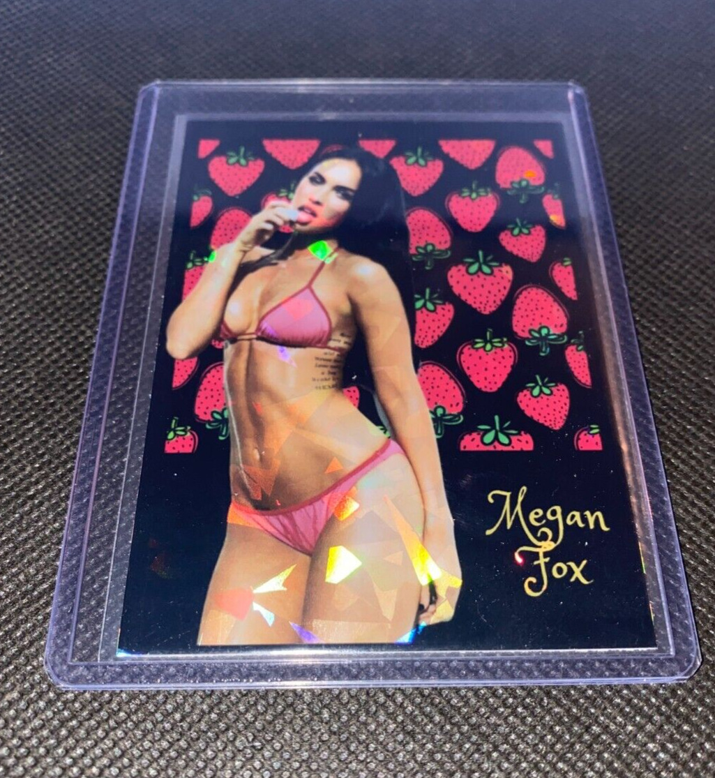 Megan Fox Sexy Strawberry Refractor Holographic Trading Card custom