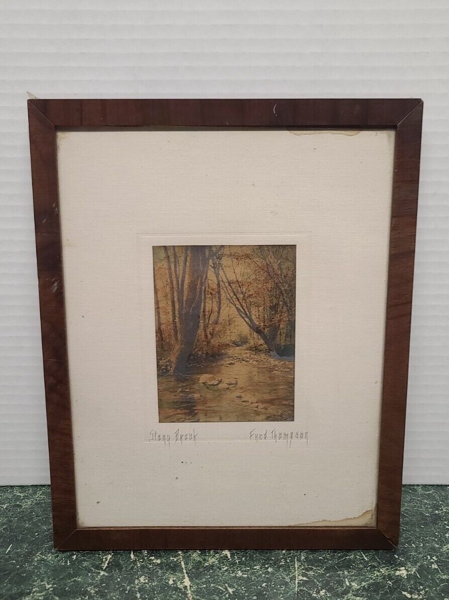 Fred Thompson Hand Colored Photograph Postcard Stony Brook Original Frame Signed