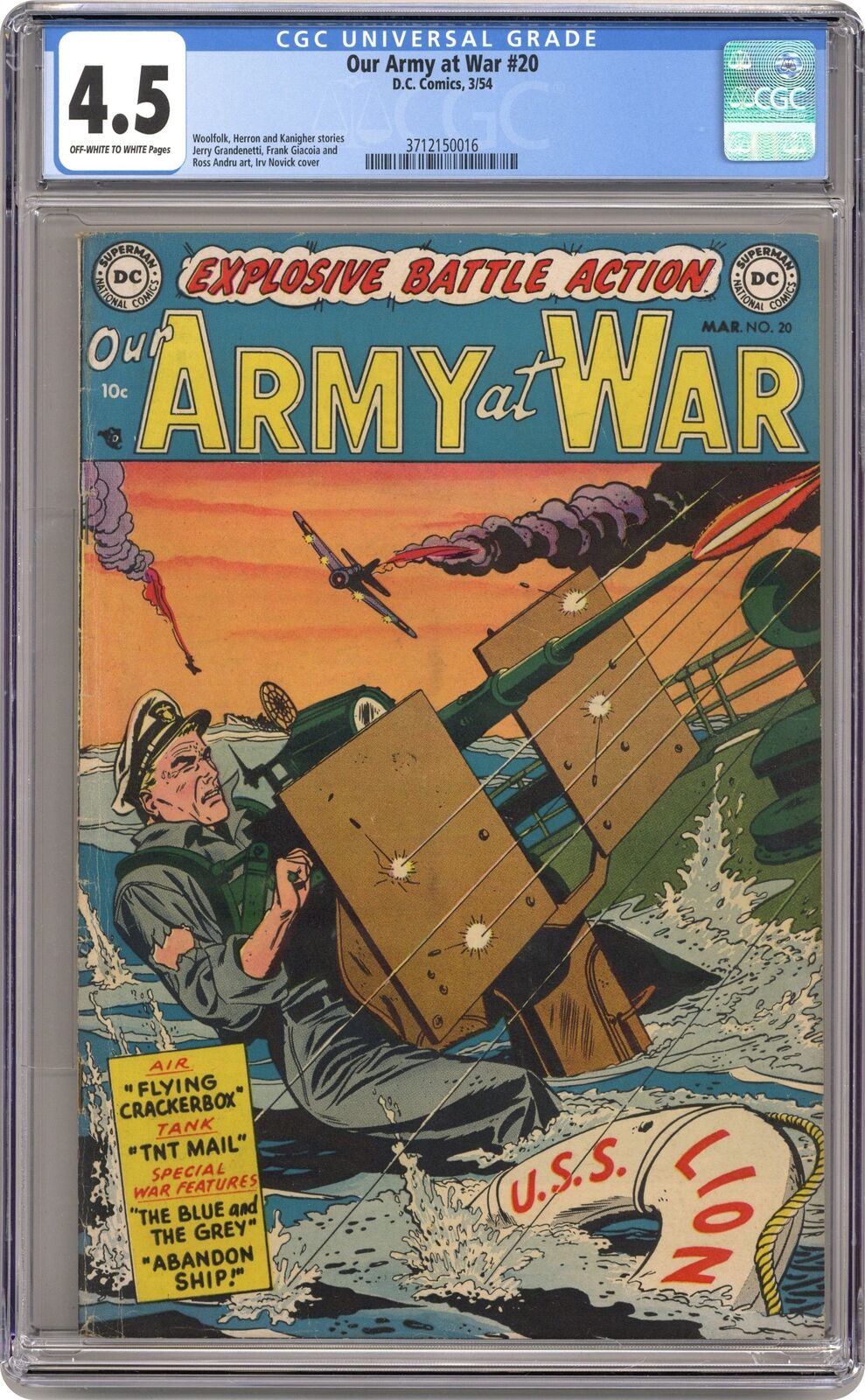 Our Army at War #20 CGC 4.5 1954 3712150016