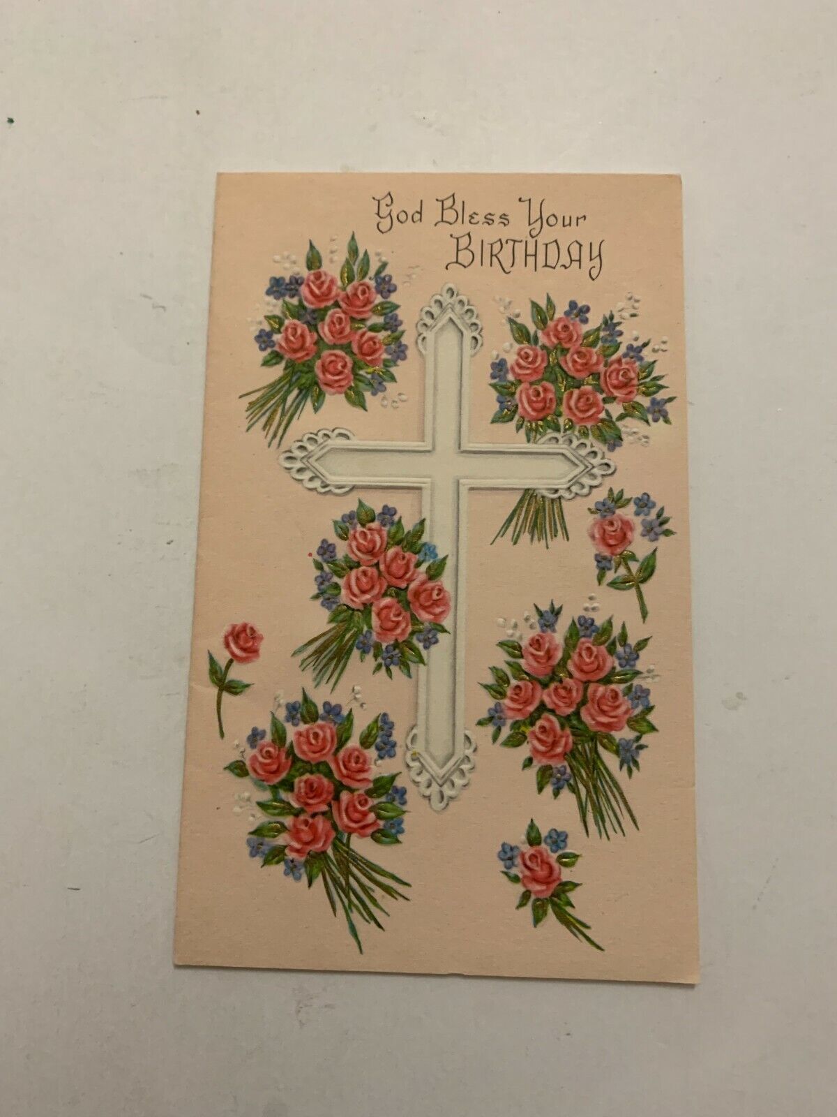 Vintage 1950\'s God Bless Your Birthday Greeting Card Unused